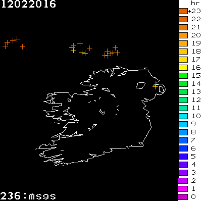 Lightning Report for Ireland on Friday 12 February 2016