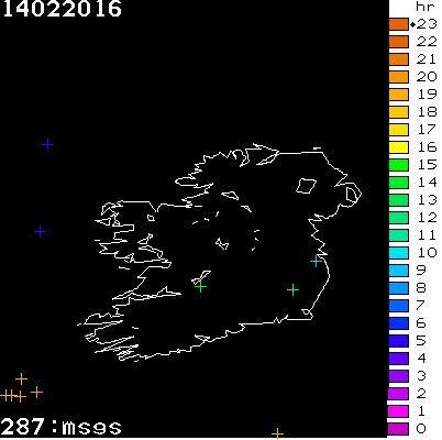 Lightning Report for Ireland on Sunday 14 February 2016