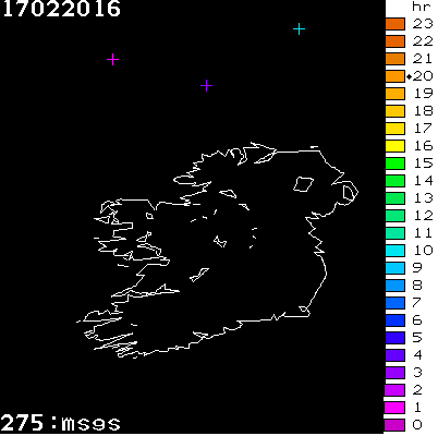 Lightning Report for Ireland on Wednesday 17 February 2016