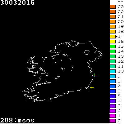 Lightning Report for Ireland on Wednesday 30 March 2016