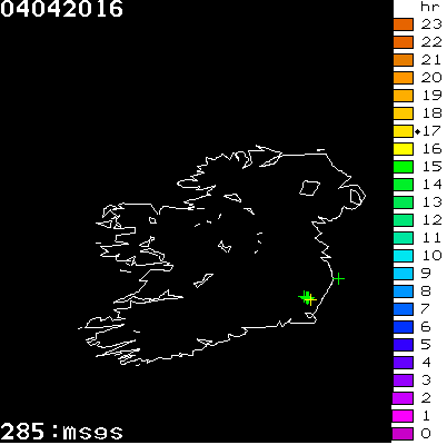 Lightning Report for Ireland on Monday 04 April 2016