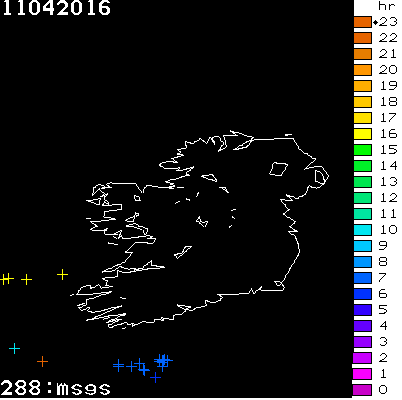 Lightning Report for Ireland on Monday 11 April 2016
