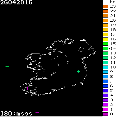 Lightning Report for Ireland on Tuesday 26 April 2016