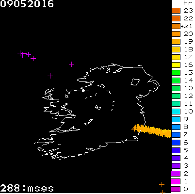 Lightning Report for Ireland on Monday 09 May 2016