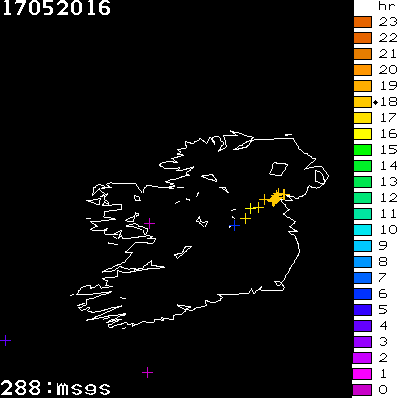 Lightning Report for Ireland on Tuesday 17 May 2016