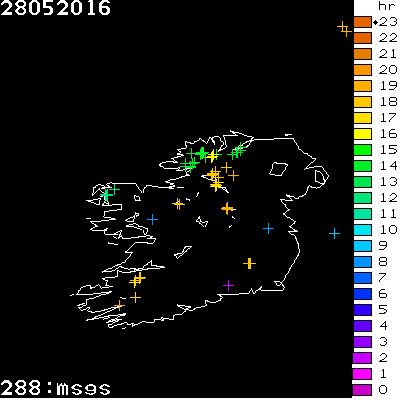 Lightning Report for Ireland on Saturday 28 May 2016