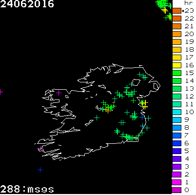 Lightning Report for Ireland on Friday 24 June 2016