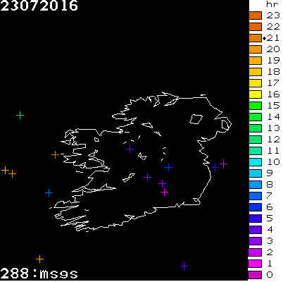 Lightning Report for Ireland on Saturday 23 July 2016