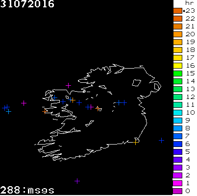 Lightning Report for Ireland on Sunday 31 July 2016