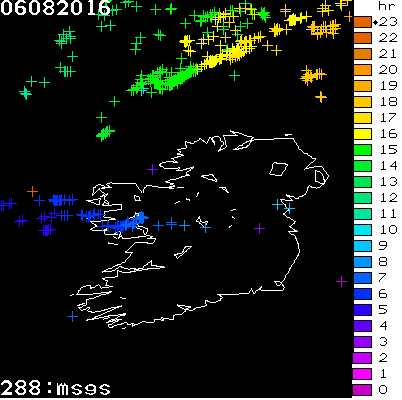 Lightning Report for Ireland on Saturday 06 August 2016