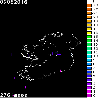 Lightning Report for Ireland on Tuesday 09 August 2016