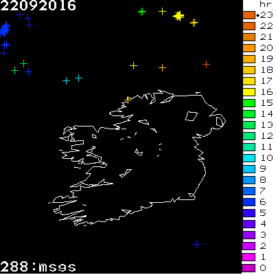Lightning Report for Ireland on Thursday 22 September 2016