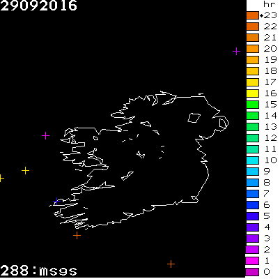Lightning Report for Ireland on Thursday 29 September 2016