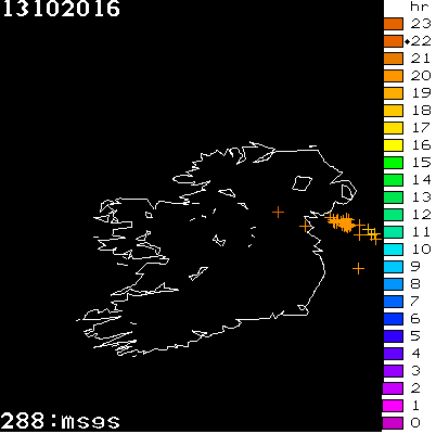 Lightning Report for Ireland on Thursday 13 October 2016