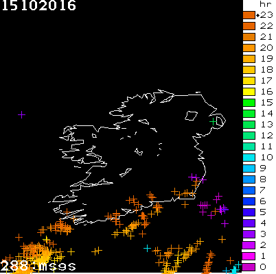 Lightning Report for Ireland on Saturday 15 October 2016