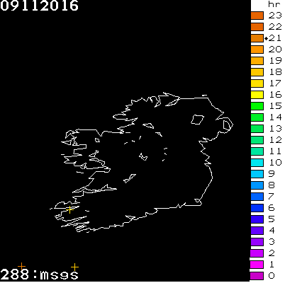 Lightning Report for Ireland on Wednesday 09 November 2016