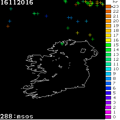 Lightning Report for Ireland on Wednesday 16 November 2016