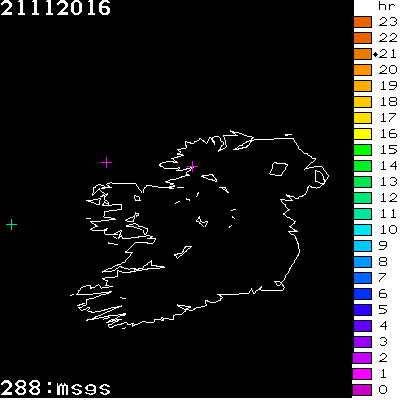 Lightning Report for Ireland on Monday 21 November 2016