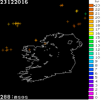 Lightning Report for Ireland on Friday 23 December 2016