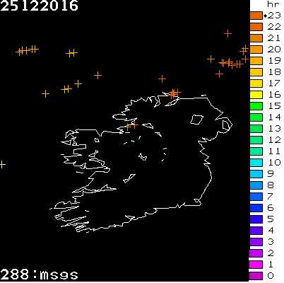 Lightning Report for Ireland on Sunday 25 December 2016