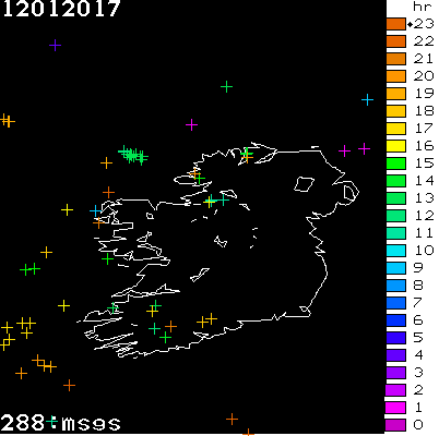Lightning Report for Ireland on Thursday 12 January 2017