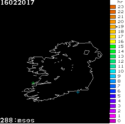 Lightning Report for Ireland on Thursday 16 February 2017