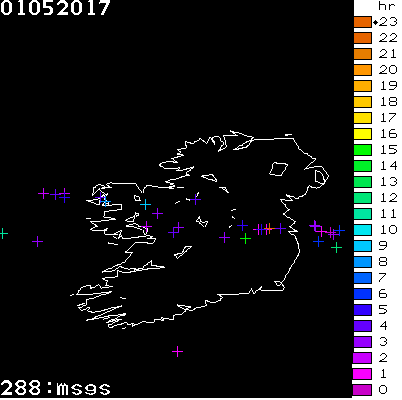 Lightning Report for Ireland on Monday 01 May 2017