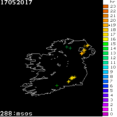 Lightning Report for Ireland on Wednesday 17 May 2017