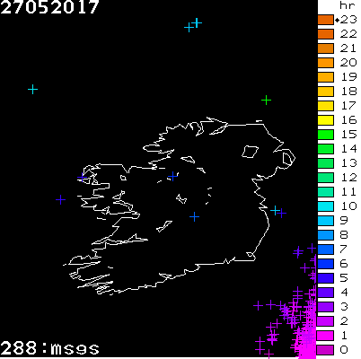 Lightning Report for Ireland on Saturday 27 May 2017