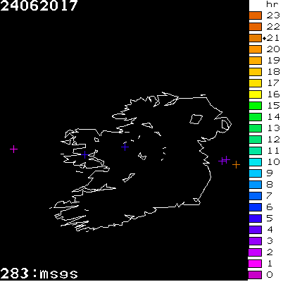 Lightning Report for Ireland on Saturday 24 June 2017