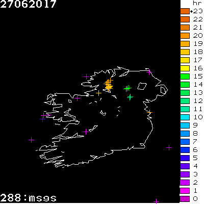 Lightning Report for Ireland on Tuesday 27 June 2017