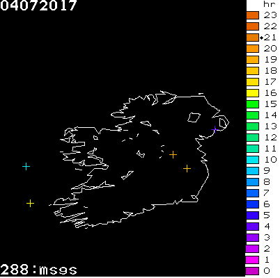 Lightning Report for Ireland on Tuesday 04 July 2017