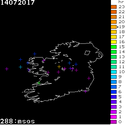 Lightning Report for Ireland on Friday 14 July 2017