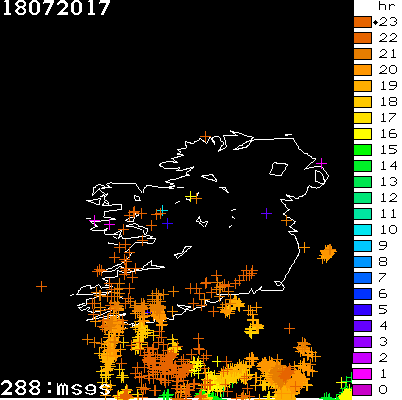 Lightning Report for Ireland on Tuesday 18 July 2017
