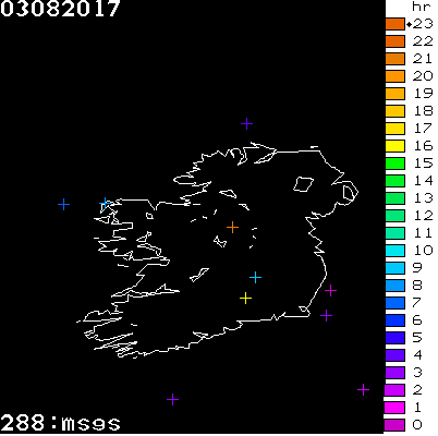 Lightning Report for Ireland on Thursday 03 August 2017