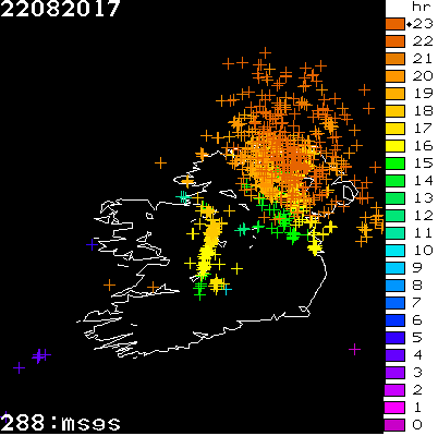 Lightning Report for Ireland on Tuesday 22 August 2017