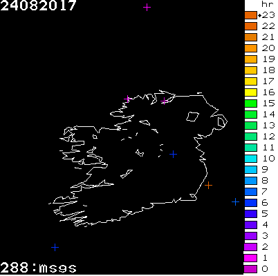 Lightning Report for Ireland on Thursday 24 August 2017