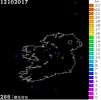 Lightning Report for Ireland on Thursday 12 October 2017