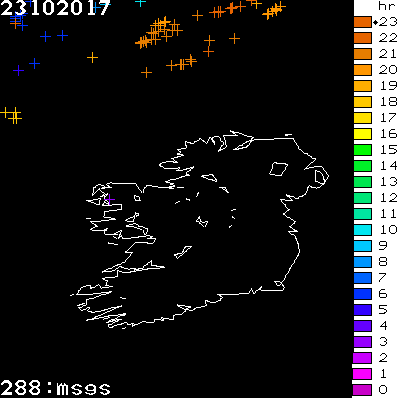 Lightning Report for Ireland on Monday 23 October 2017