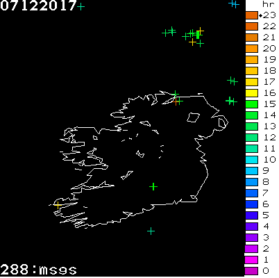 Lightning Report for Ireland on Thursday 07 December 2017