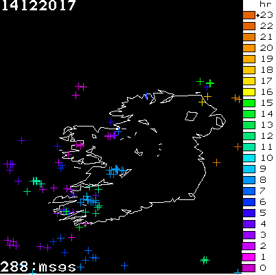 Lightning Report for Ireland on Thursday 14 December 2017
