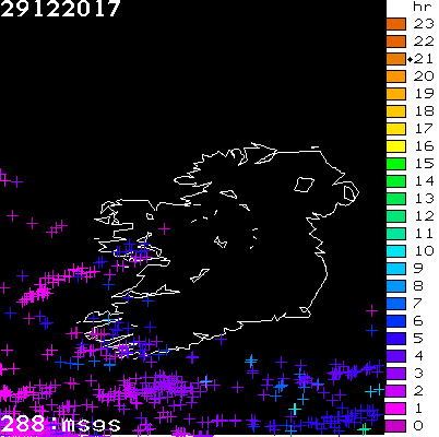 Lightning Report for Ireland on Friday 29 December 2017