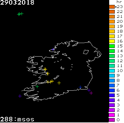 Lightning Report for Ireland on Thursday 29 March 2018