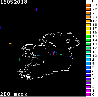 Lightning Report for Ireland on Wednesday 16 May 2018