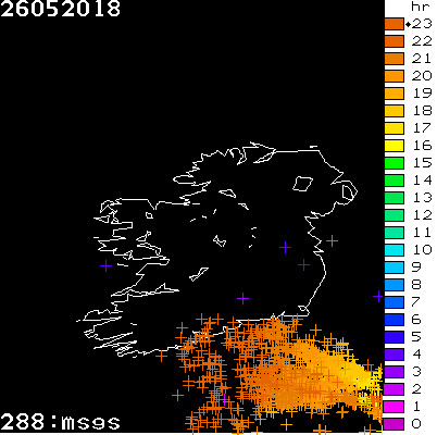 Lightning Report for Ireland on Saturday 26 May 2018