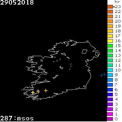 Lightning Report for Ireland on Tuesday 29 May 2018