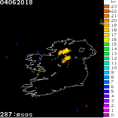 Lightning Report for Ireland on Monday 04 June 2018