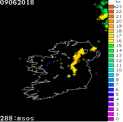 Lightning Report for Ireland on Saturday 09 June 2018