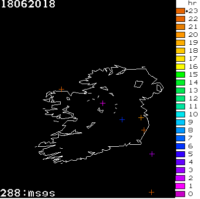 Lightning Report for Ireland on Monday 18 June 2018