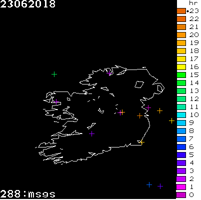 Lightning Report for Ireland on Saturday 23 June 2018